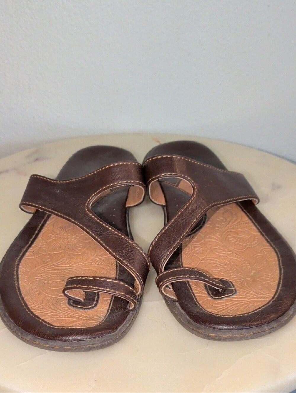 Boc Brown Faux Leather Slide Sandals